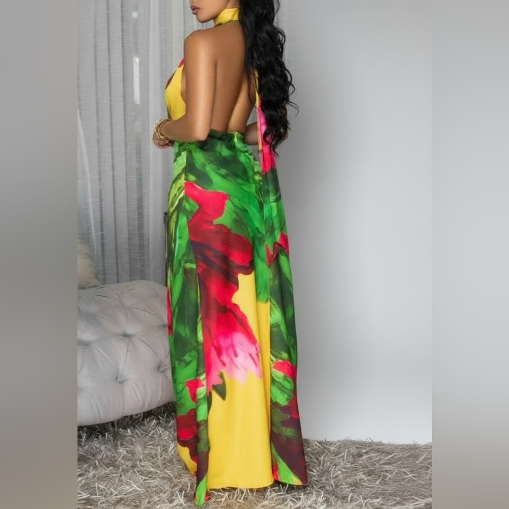 Multicolor Halter Maxi Dress - Picture 4 of 4